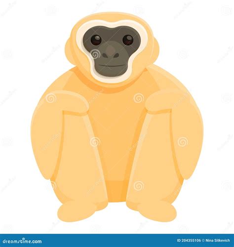 Gibbon Zoo Icon Cartoon Style Stock Vector Illustration Of Chimp