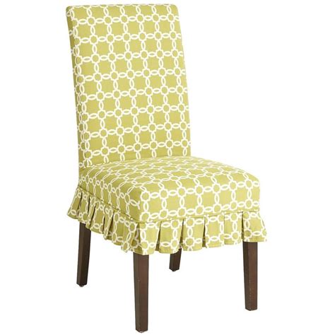 Dana Parsons Dining Chair Green Geometric Slipcover