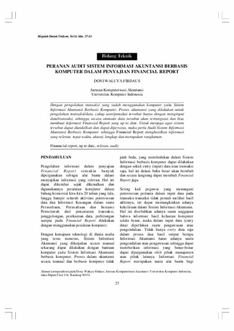 Terbit 2 kali dalam setahun. Kumpulan Jurnal Sistem Informasi Akuntansi Pdf | Jurnal Doc