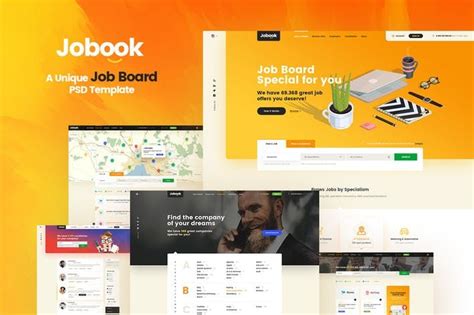 Jobook A Unique Job Board Website PSD Template By Themefire On Envato Elements Psd Template