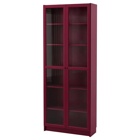 Billy Bookcase With Glass Doors Grey Metallic Effect 80x30x202 Cm Ikea