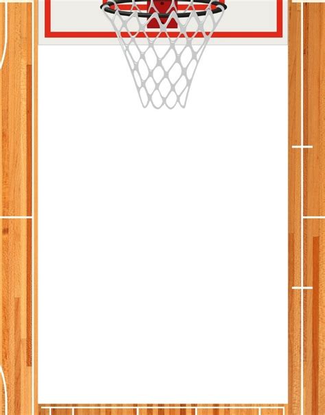 Basketball Border Pdf Printable Blank Sports Template Instant