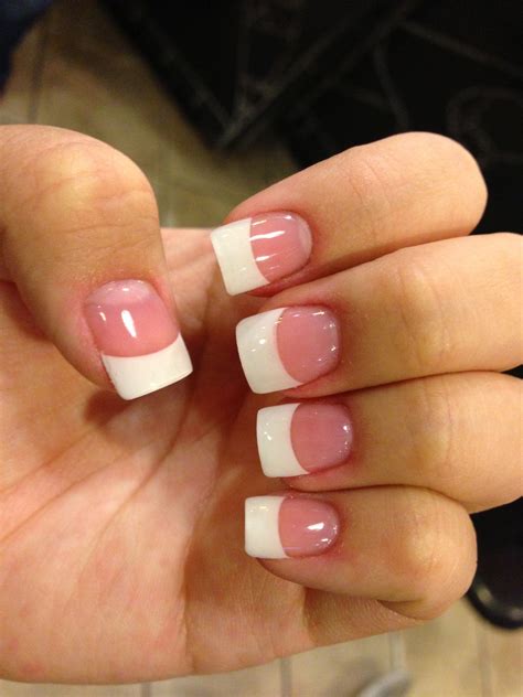 White Tip Acrylic With Gel Top Coat White Tip Acrylic Nails Almond