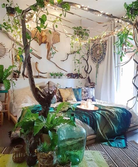 Bedroom With Lots Of Plants Unique Boho Style Ideas For Bedroom Decors