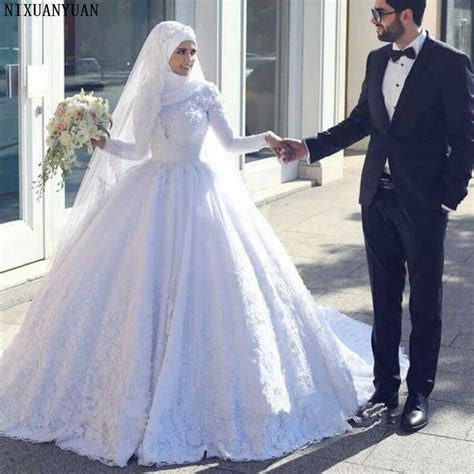 Saudi Arabia Turkey Women Ball Gown Hand Made Long Sleeve Wedding Gown