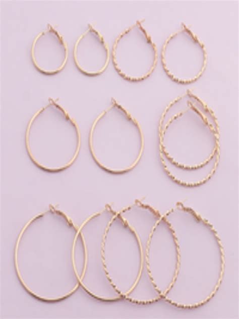 Buy URBANIC Set Of 6 Gold Toned Hoop Earrings Earrings For Women