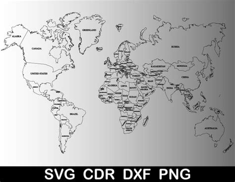 World Map Svg World Map Svg Clipart Silhouette Laser Cut Etsy