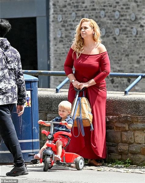 Josie Gibson Wears Red Off Shoulder Dress In Photos With Son Daily Mail Online