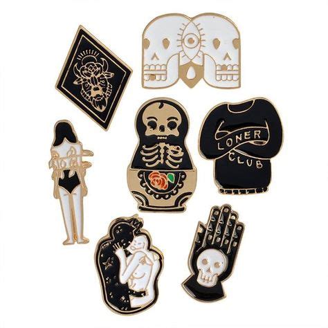 7 Piece Enamel Skull Pin Set Cute Pins Pin Badges Badge