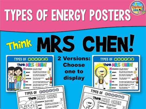 Types Of Energy Mrs Chen Posters Teaching Resources