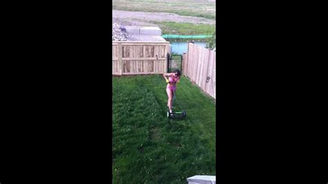 My Wife Attempting To Mow The Lawn In Her Bikini Mowing Lawn