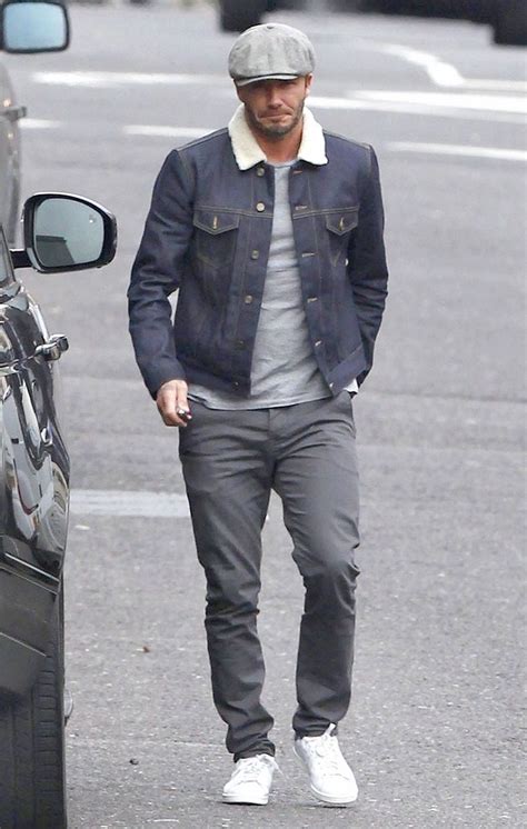 David Beckham In Acne Jam Shearling Collar Denim Jacket David Beckham