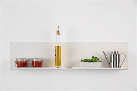 Teeline 60 Cm Set Of 2 White Aluminium Design Kitchen Wall Shelf