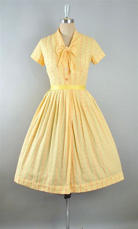 Vintage 50s Dress 1950s Cotton Shirtwaist Sundress Embroidered Floral