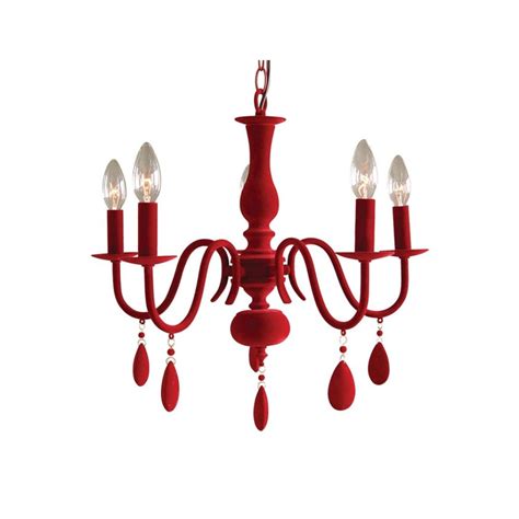 5 Light Red Velvet Chandelier Red Chandelier Custom Chandelier Decor