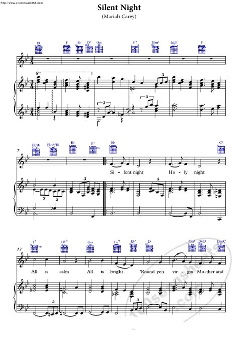 Mariah Carey Silent Night Piano Sheet Music With Guitar
