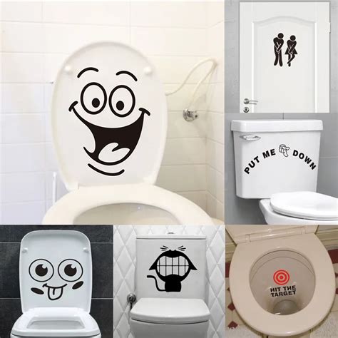 Funny Toilet Sign Stickers Bathroom Decoration Home Decals Art