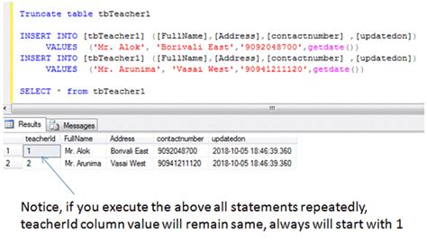 Sql Truncate Statement Example Sql Sql Tutorial Sql Server