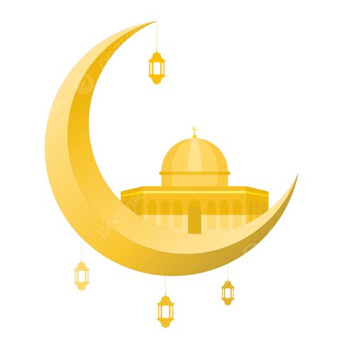 Gambar Bulan Emas Dan Masjidil Aqsa Emas Al Aqsa Isra Miraj Png Dan