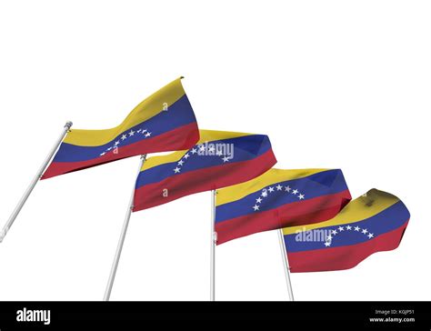 Venezuela Flags In A Row With A White Background 3d Rendering Stock