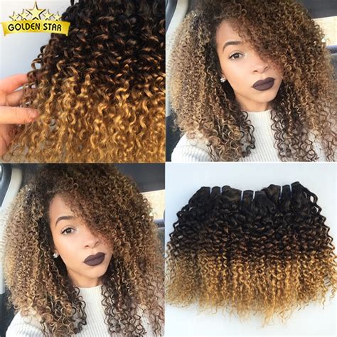 Virgin Indian Deep Curly Hair 4 Bundles 7a Afro Kinky Curly Weave Ombre