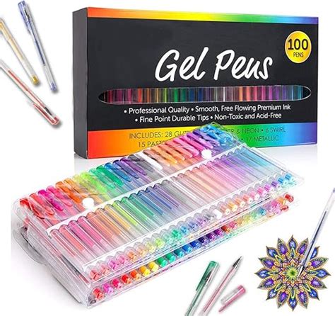 100 Glitter Gel Pen Set40 More Ink Colored Gel Markers Fine Point