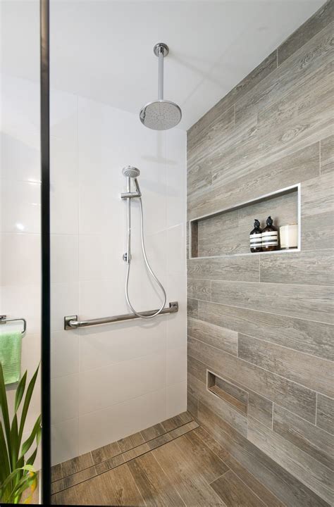 We tiled our bathroom shower with white subway tiles and you can too! Ore's tips for selecting a bathroom feature wall - Life's ...