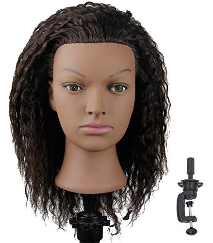 African American Mannequin Head With 100 Human Hair Manikin Head With Stand For Styling Hair