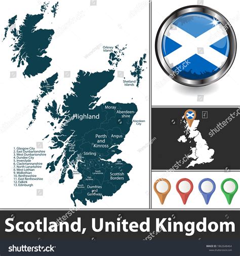 Scotland Districts Location On British Map Stock Vector Royalty Free