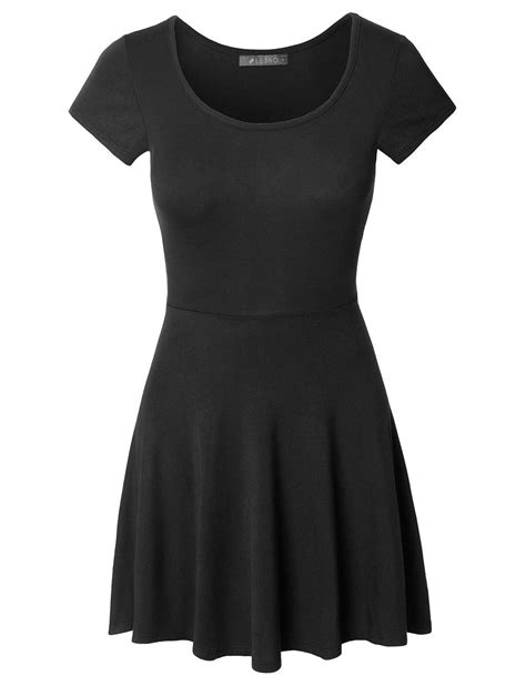 le3no womens casual short sleeve fit and flare asymmetrical skater dress casual dresses for