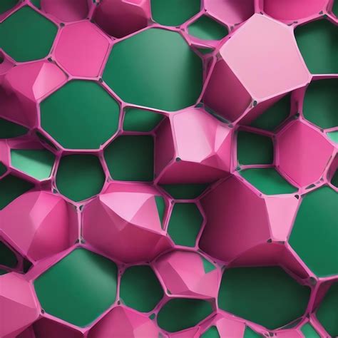 Premium Ai Image Green Pink Voronoi Diagram Background