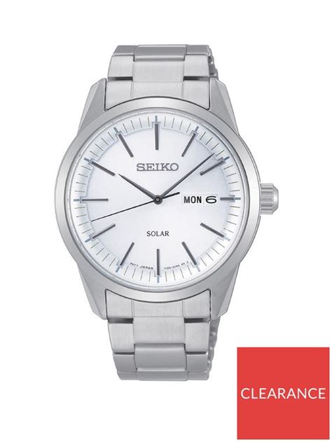 Seiko Silver And Blue Detail Daydate Dial Silver Stainless Steel
