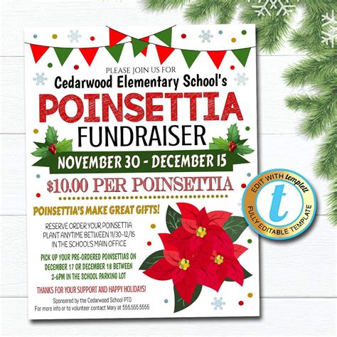 For example, via fun virtual holiday party games, activities, and entertainment. Poinsettia Fundraiser Flyer - Editable Template | Fundraising, Poinsettia, Sale flyer