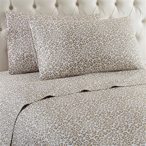 Micro Flannel 4 Piece Leopard Queen Polyester Sheet Set Mfnssqnleo