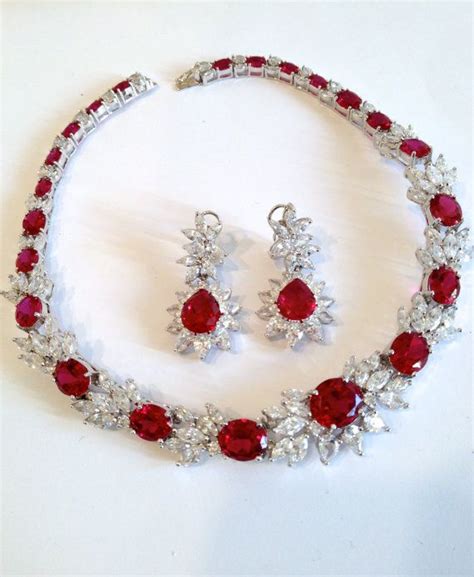 Vintage Sterling Silver Ruby And Diamond Collar Estate Jewelry Necklace