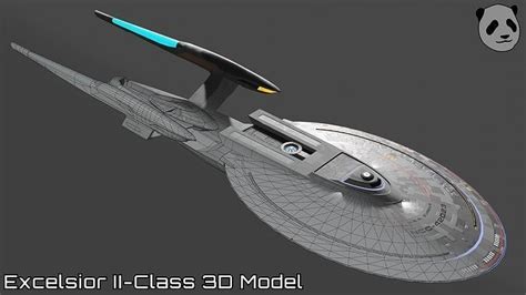 3d Model Star Trek Excelsior Ii Class Starship Vr Ar Low Poly