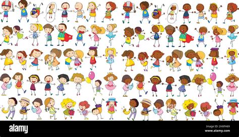 Illustration Of Diverse Kids Doodle Stock Vector Image And Art Alamy