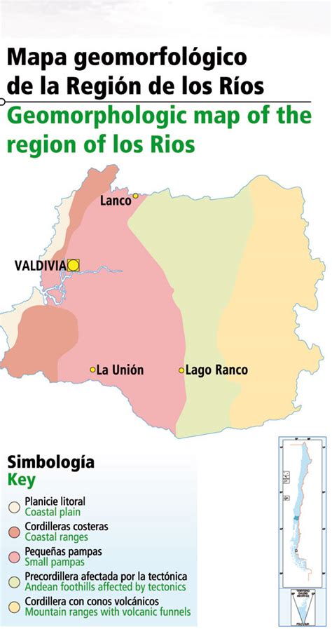 mapa geomorfológico de la región de los ríos icarito