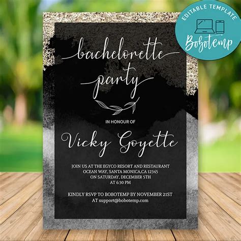 Editable Bachelorette Party Invitations Instant Download Bobotemp
