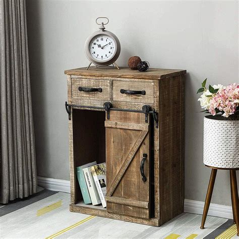 Buy Henf 32 Farmhouse Barn Door Wood Accent Chest With Drawer Fully