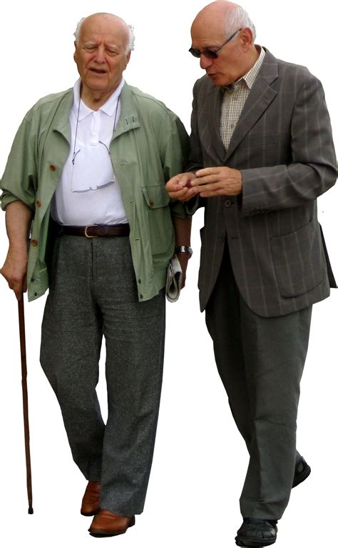 Two Old Men Walking Down The Street Chatting To Each Other People