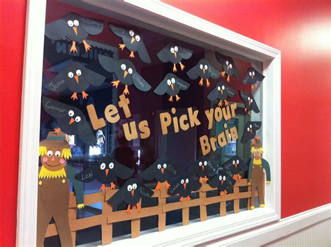Whole view of autumn window display | Autumn window display, Autumn
