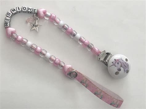 New Pink Unicorn Personalised Dummy Pacifier Clip Etsy Uk Pink