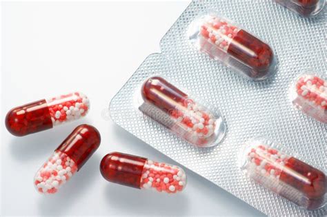 Red Capsule Medicines Stock Photo Image Of Medicament 40005884