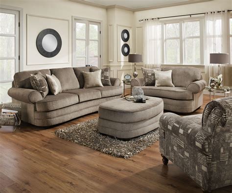 Grandstand Fawn Sofa and Chair&1/2 With Ottoman and Toss Pillows