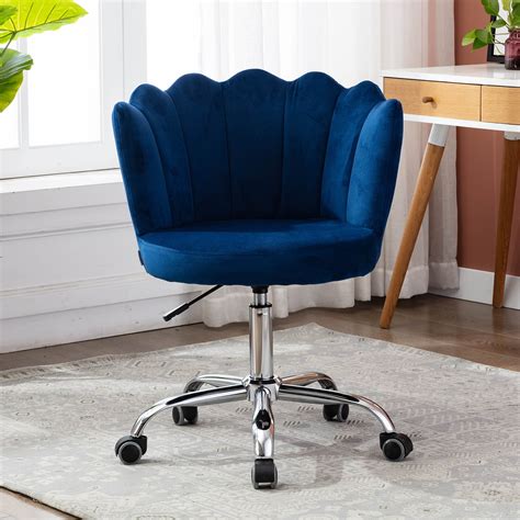 Vanity Chair With Wheels Modern Leisure Desk Chair Velvet Upholstered