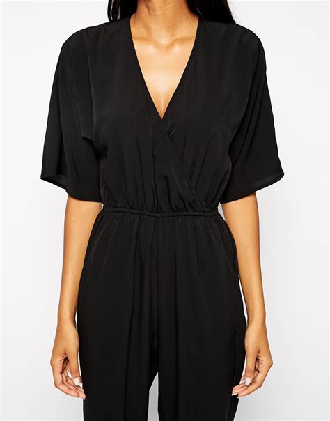 Asos Jumpsuit With Kimono Sleeve In Black Lyst