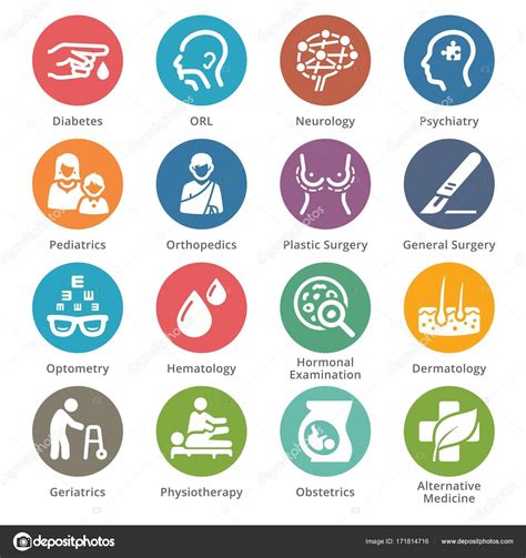 Medical Specialties Icons Set 2 Dot Series Stock Vector By ©introwiz