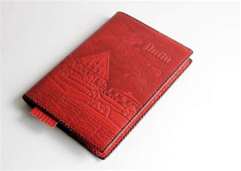 Vintage Red Leather Book Covers Embossed Soviet Notebook Or Diary