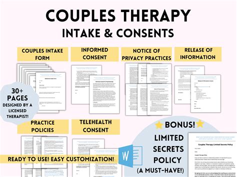 Couples Therapy Intake And Consent Forms Intake Download Now Etsy